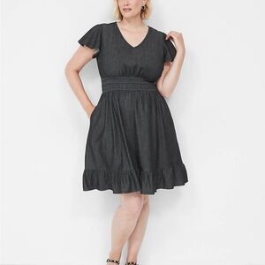Lane Bryant Elegant Black Ruffle Hem Dress